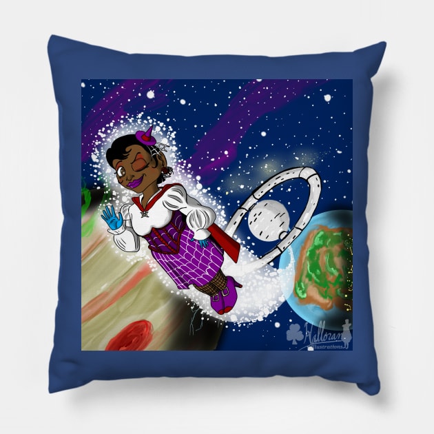 Marjorie the Magical Mystic of Spacetime Pillow by Halloran Illustrations