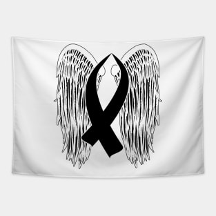 Winged Awareness Ribbon (Black) Tapestry