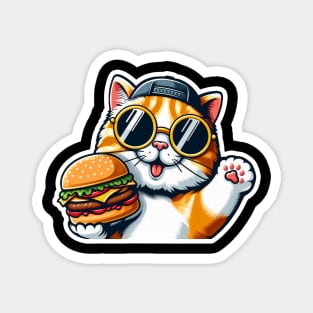 Cool Tabby Exotic Shorthair Cat Hamburger Greetings Magnet