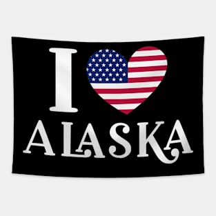 I Love Alaska State United States Heart Flag Tapestry