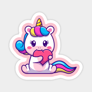 Cute Unicorn Bite Love Cartoon Magnet