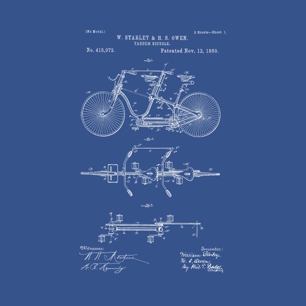 Tandem Bicycle Patent Blueprint W Starley H S Owen by Rebus28