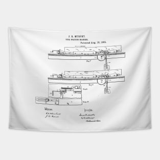 Type Writing Machine Vintage Patent Hand Drawing Tapestry