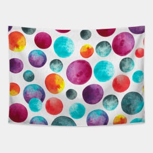 Multicolored Polka Dot Watercolor Pattern Tapestry