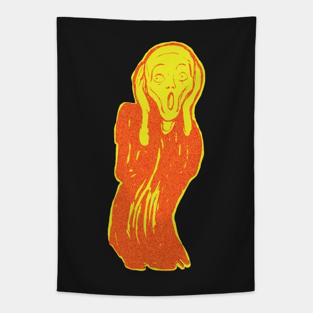 The Scream  minimalized Lollipop Yellow and Orange Tapestry by pelagio