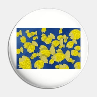 Flat, golden fish in a pack II Pin