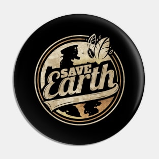 Logo Save Earth For Earth Day Pin