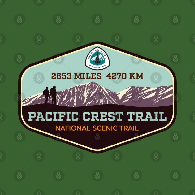 Pacific Crest Trail - California Oregon Washington - colorful trail hiking badge by TGKelly