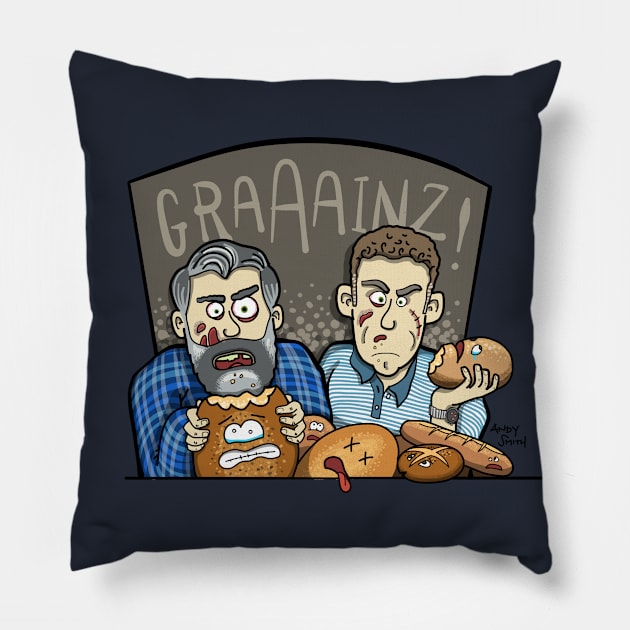 Zombie Graaainz! Pillow by doodles by smitharc