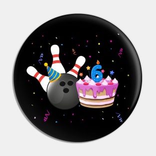 Bowling 6th Birthday Bday Party Kids 6 years Old Bowler Pin