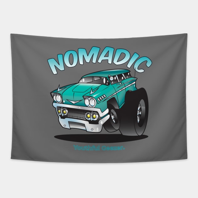 Nomadic Cartoon Car Toon Tapestry by YouthfulGeezer