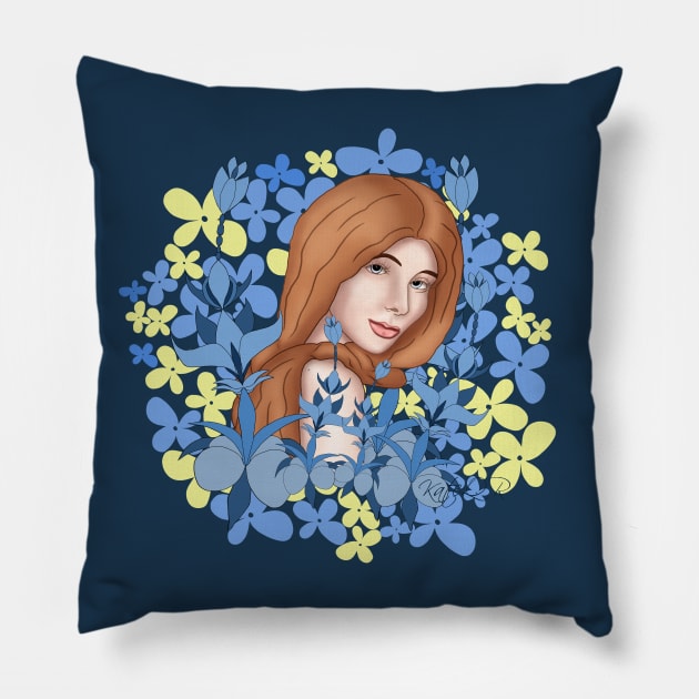 Girl with red hair Pillow by KateQR