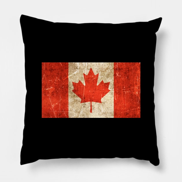 Vintage Aged and Scratched Canadian Flag Pillow by jeffbartels