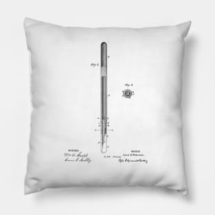 Fountain Pen Vintage Patent Hand Drawing Pillow