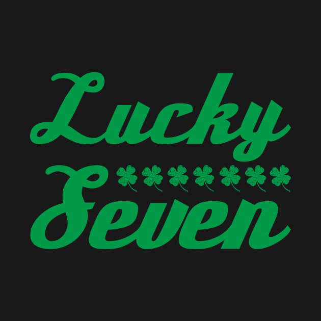 Lucky Seven Green Four Leaf Clover Design by HighBrowDesigns