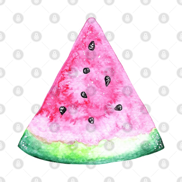 Pink Watercolor Watermelon Slice by Neginmf