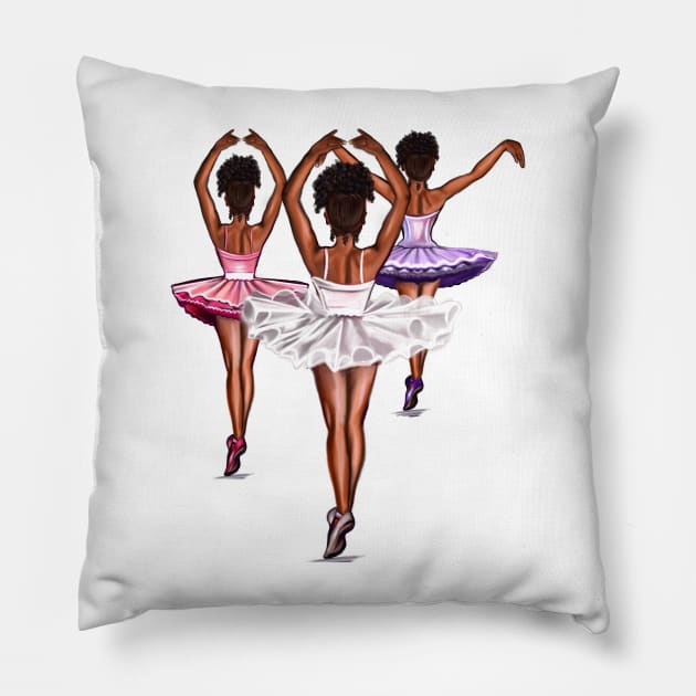 African American ballerina - brown skin ballerinas dancing ballet Pillow by Artonmytee