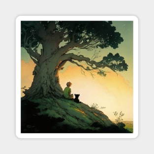 Winnie-the-Pooh on Sunset with his Friend Christopher Robin "The Best Friends" Magnet