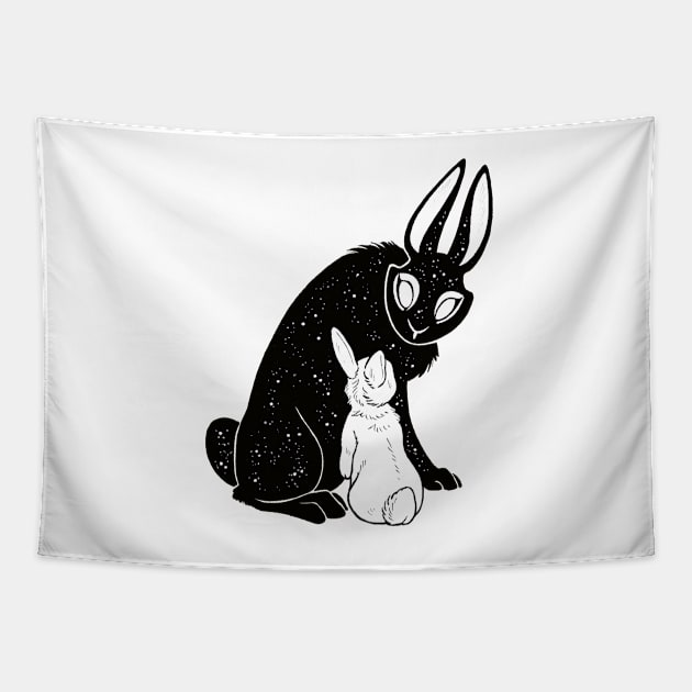 Nightsky Rabbit Tapestry by Firlefanzzz