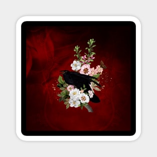 Crow with flowers Magnet