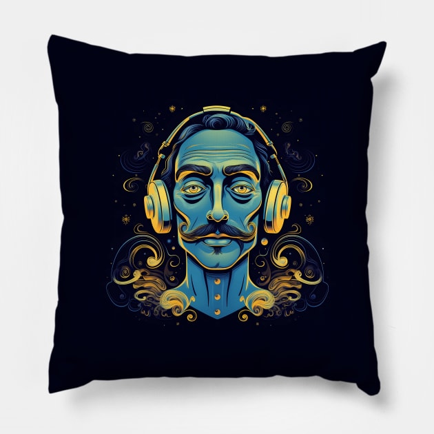 God is a DJ - Tribute Salvador Dali Pillow by Acid_rain