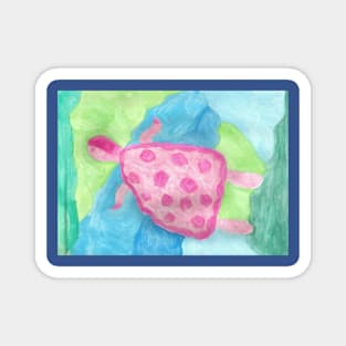 Sea Turtle Underwater Abstract Art Magnet