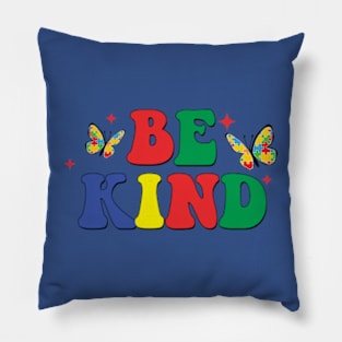 Be Kind Autism, Autism Puzzle, Autism Awareness, Blue Ribbon (2 Sided) Pillow