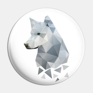 Dramabite Low-poly polygon grey wolf geometric minimal illustration Pin