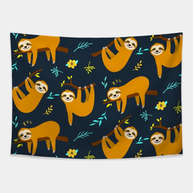 Lazy Sloth Days Tapestry by machmigo