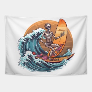 Summer Surfing Skelton off Kanagawa Tapestry