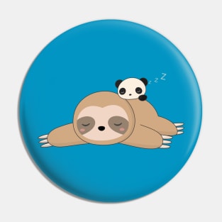 Kawaii Lazy Sloth and Panda T-Shirt Pin