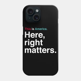 This is America. Here, Right Matters. Lt. Col. Vindman Impeachment Hearing Quote Phone Case