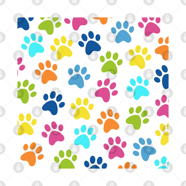 Paw Print Pattern Multicolored by NataliePaskell