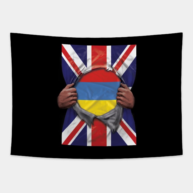 Armenia Flag Great Britain Flag Ripped - Gift for Armenian From Armenia Tapestry by Country Flags