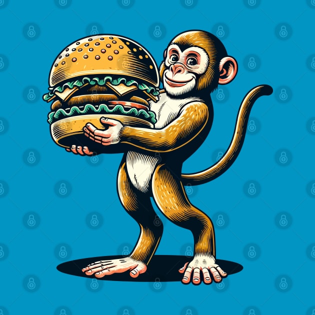 Monkey carrying burger by Art_Boys