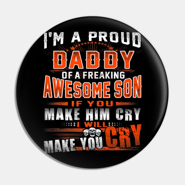 Daddy Awesome Son Fathers Day Pin by Typewriter Lovecraft