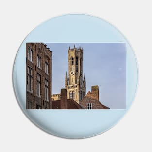 Belfry of Bruges blue sky Pin