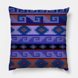 Southwest Tribal Graphic Design - Blue Rust Pillow