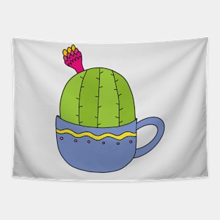 Cute Cactus Design #196: Mini Cactus With Flower In Cup Tapestry