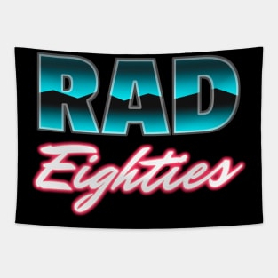 Rad Eighties Neon Synthwave Logo Tapestry