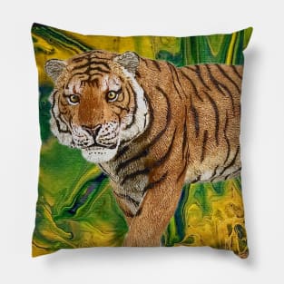 Tiger in Fantasy Jungle Pillow