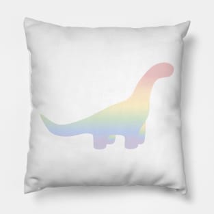 Rainbow Pastel Gradient Dinosaur (White Background) Pillow