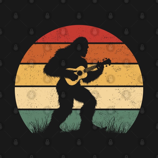 Bigfoot Sasquatch Playing Ukulele Vintage Music Lover by Cuteness Klub