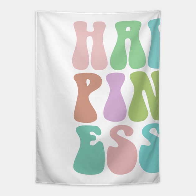 Happiness - Cute Pastel Typography Design Tapestry by DankFutura