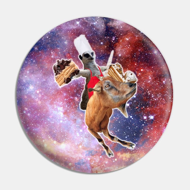 Lemur Riding Goat Unicorn Eating Cake Pin by Random Galaxy