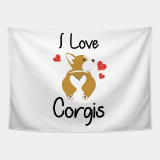 Love Corgis Funny  Gift Love Dog Tapestry