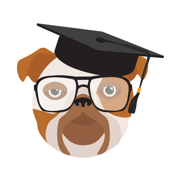 Bulldog With Glasses and University Graduation cap by sigdesign