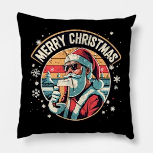 Santa Retro Sunset Vintage Style Pillow