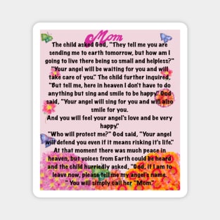 You will simply call her mom Beautiful poem about motherhood in  Blue script Magnet