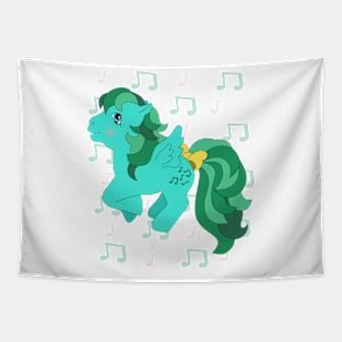 Green pegasus with music notes Tapestry